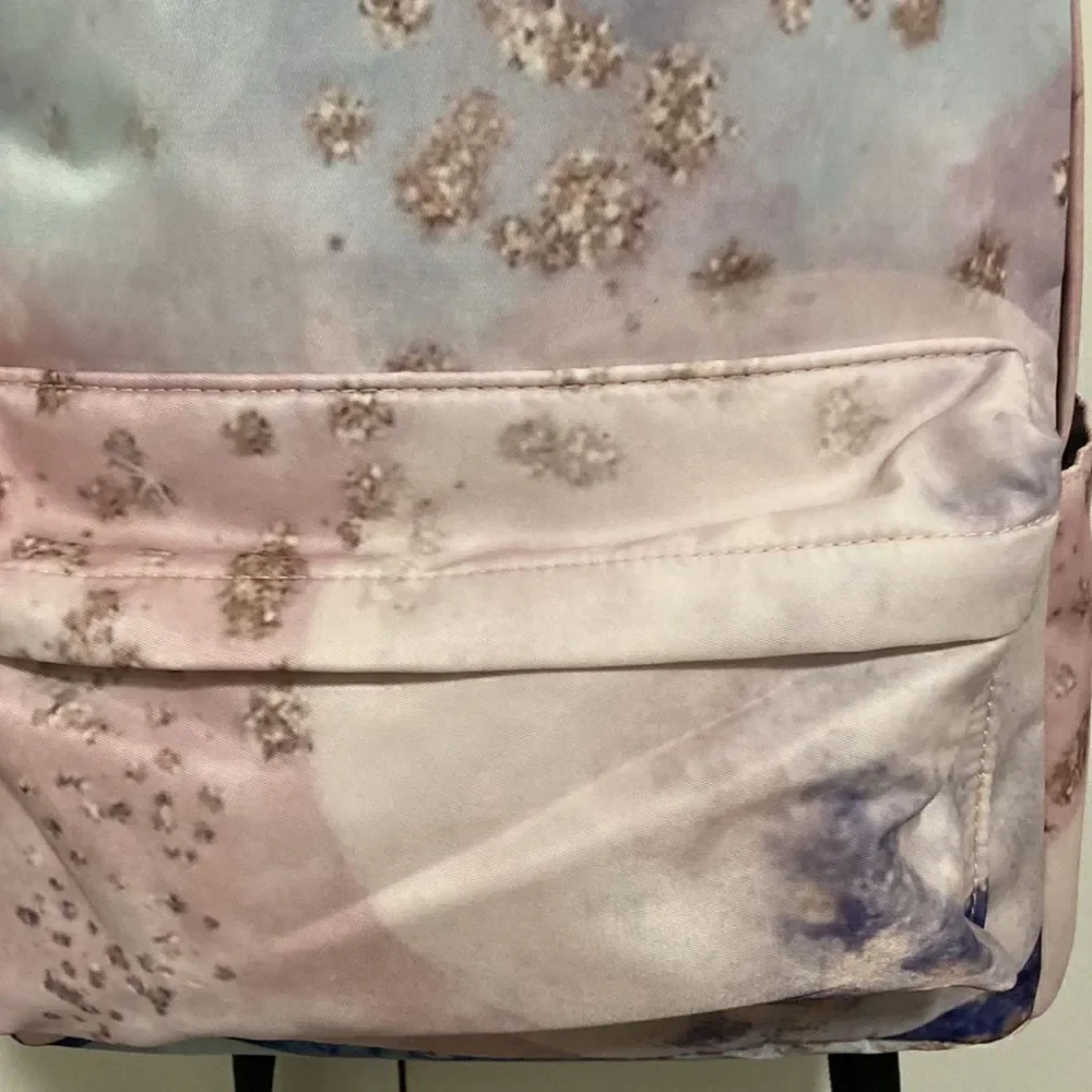 Yin Lang Nylon Backpack by Soundbyte in Pink & blue pattern. - Picture 2 of 7